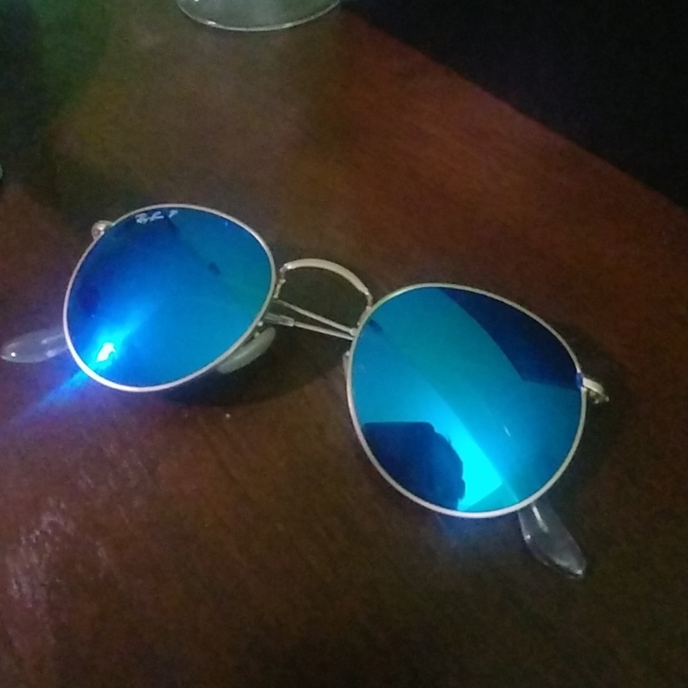 Rayban Round 24K Gold Framed Sunglasses